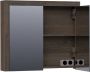 Brauer Massief eiken Spiegelkast 80x70x15cm 2 links rechtsdraaiende spiegeldeuren Hout black oak 70541BOG - Thumbnail 2