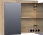 Saniclass natural wood Spiegelkast 80x70x15cm 2 links rechtsdraaiende spiegeldeuren hout grey oak 70541 - Thumbnail 3