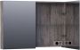 BRAUER Plain Spiegelkast 100x70x15cm 2 links rechtsdraaiende spiegeldeuren MFC grey Canyon SK-PL100GC - Thumbnail 2