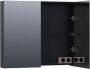 Saniclass Plain Spiegelkast 80x70x15cm 2 links rechtsdraaiende spiegeldeuren MFC black wood SK-PL80BW - Thumbnail 2