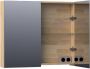 BRAUER Plain Spiegelkast 80x70x15cm 2 links rechtsdraaiende spiegeldeuren hout grey oak SK-PL80GO - Thumbnail 2