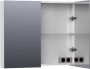 Saniclass Plain Spiegelkast 80x70x15cm 2 links rechtsdraaiende spiegeldeuren MDF hoogglans wit SK-PL80HW - Thumbnail 2