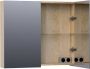 Saniclass Plain Spiegelkast 80x70x15cm 2 links rechtsdraaiende spiegeldeuren MFC legno calore SK-PL80LC - Thumbnail 2