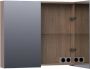 Saniclass Plain Spiegelkast 80x70x15cm 2 links rechtsdraaiende spiegeldeuren MFC legno viola SK-PL80LV - Thumbnail 2