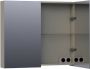 Saniclass Plain Spiegelkast 80x70x15cm 2 links rechtsdraaiende spiegeldeuren MDF mat taupe SK-PL80MT - Thumbnail 2