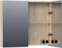 Saniclass Plain Spiegelkast 80x70x15cm 2 links rechtsdraaiende spiegeldeuren MFC sahara SK-PL80SH - Thumbnail 2