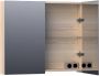 Saniclass Plain Spiegelkast 80x70x15cm 2 links rechtsdraaiende spiegeldeuren hout white oak SK-PL80WO - Thumbnail 2