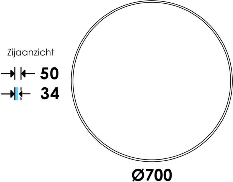 Topa Silhouette ronde spiegel 70 mat zwart