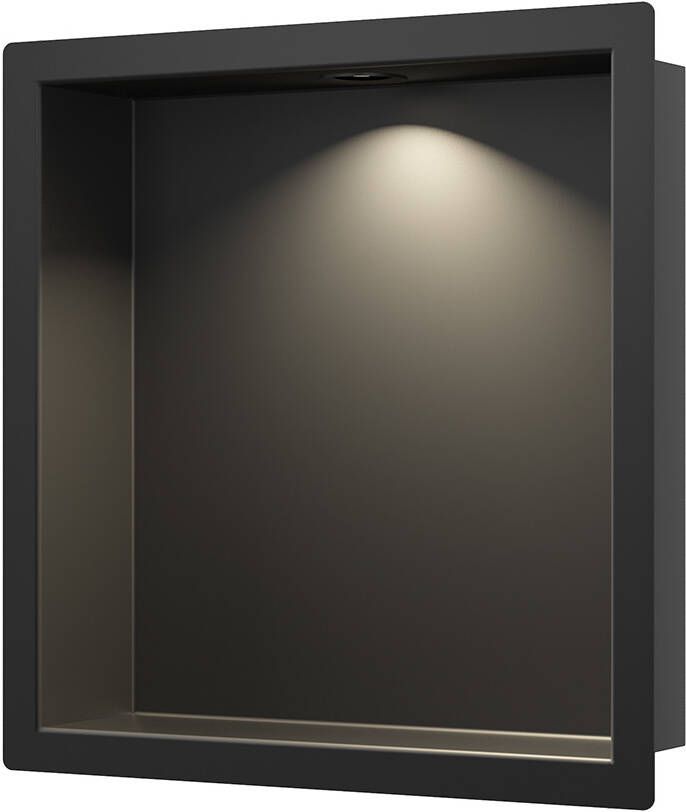 Wiesbaden Demis inbouwnis met LED 30 x 30 x 7 cm mat zwart