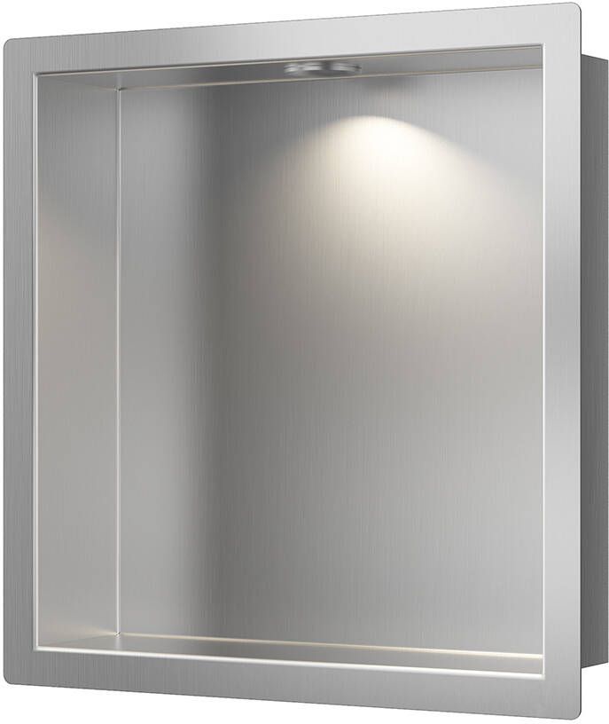 Wiesbaden Demis inbouwnis met LED 30 x 30 x 7 cm RVS