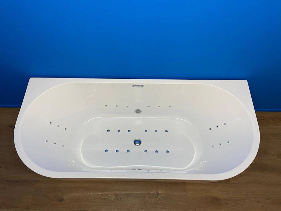 Wiesbaden half vrijstaand bubbelbad Advance systeem 180x80 wit