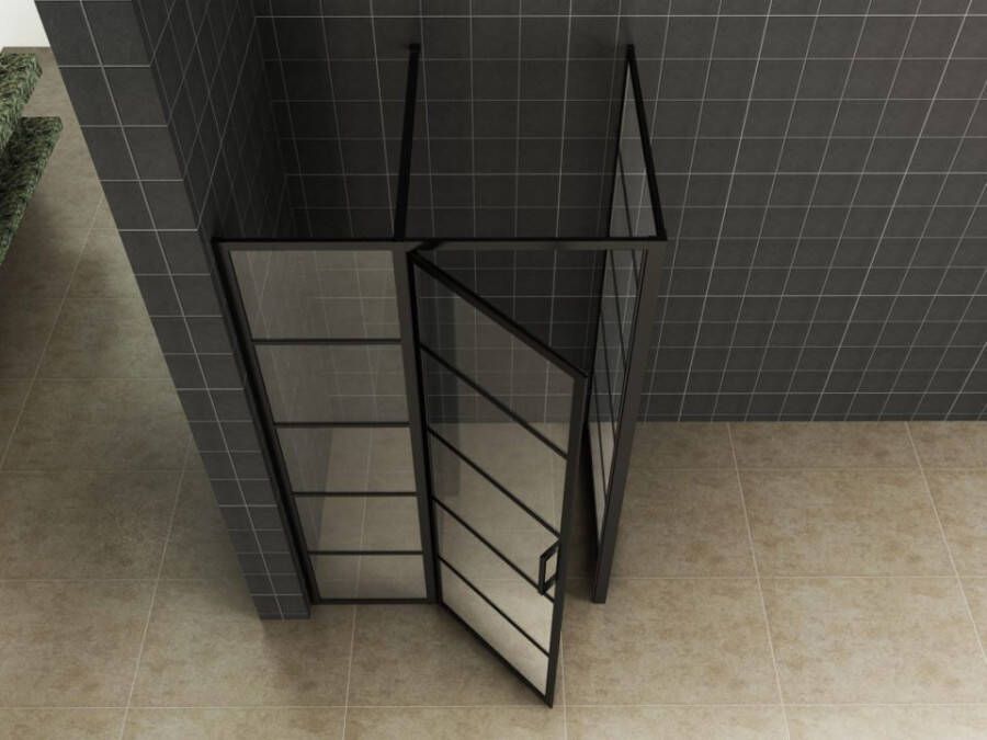 Wiesbaden Horizon mat zwarte douchecabine 120x80 draaideur rechts