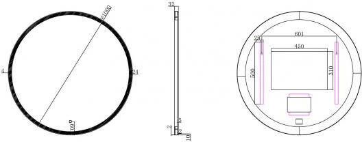 Wiesbaden Maro ronde spiegel inclusief LED verlichting 100 cm mat zwart