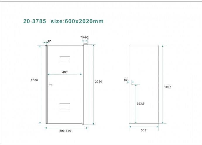 Wiesbaden Nisdeur met profiel 60x202cm 8mm NANO rookglas