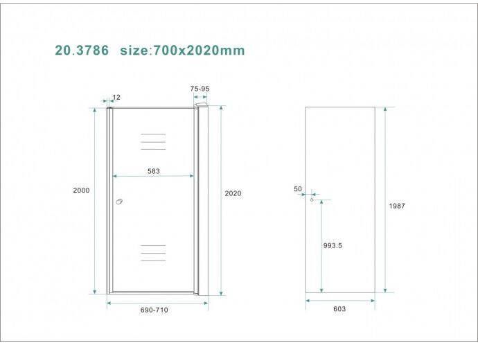 Wiesbaden Nisdeur met profiel 70x202cm 8mm NANO rookglas