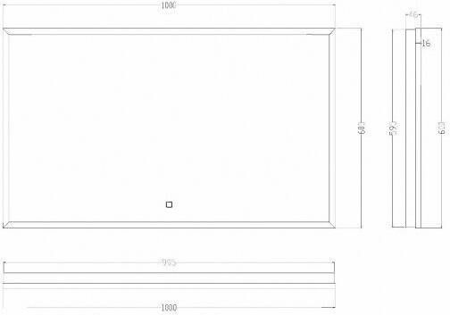 Wiesbaden Avi spiegel rechthoek met LED dimbaar en spiegelverwarming 100 x 60 cm mat zwart