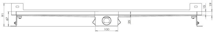 Wiesbaden RVS douchegoot met flens 50 cm