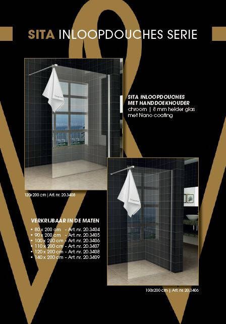 Wiesbaden Sita inloopdouche met handdoekhouder 120x200 cm chroom 8 mm helder glas met Nano coating