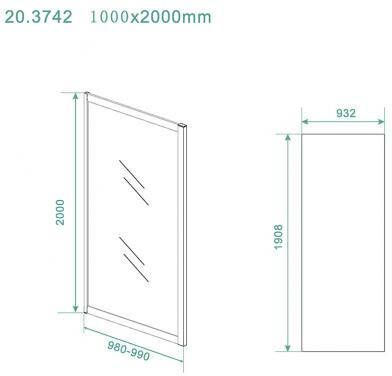 Wiesbaden Skyline zijwand voor nis schuifdeur 1000 x 2000 x 8 mm nano helder glas mat zwart