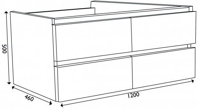 Wiesbaden Vision meubel 4 laden met Raw natuurstenen wasbak 120x46 wit