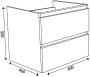 Wiesbaden Vision onderkast 2 laden incl. topblad 60x46cm hoogglans grijs - Thumbnail 2