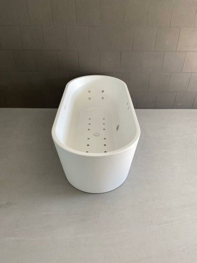 Wiesbaden vrijstaand bubbelbad 178x80 Libero mat wit RVS