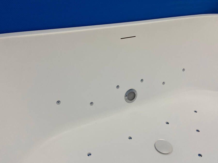 Wiesbaden Wall half vrijstaand bubbelbad met Supreme systeem 180x80 mat wit