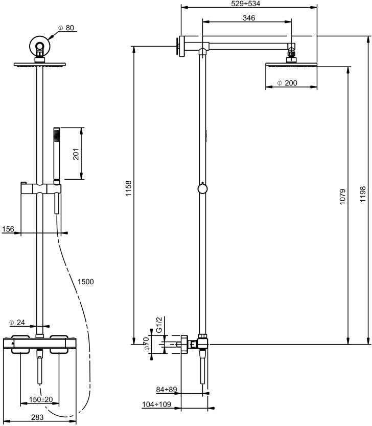 Xenz Aragon douche opbouwset thermostatisch chroom