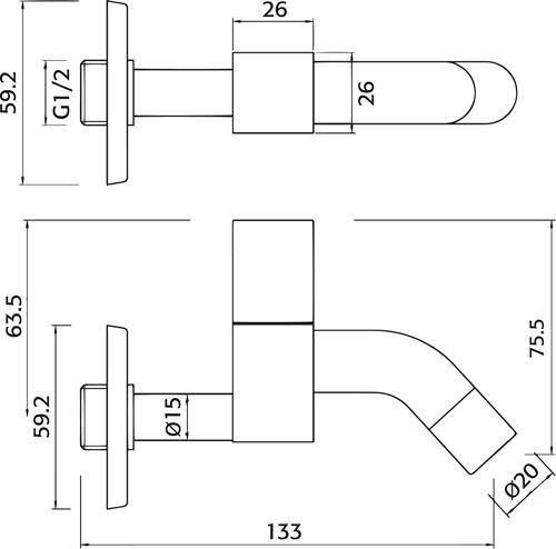 Xenz Aragon hangende fonteinkraan chroom