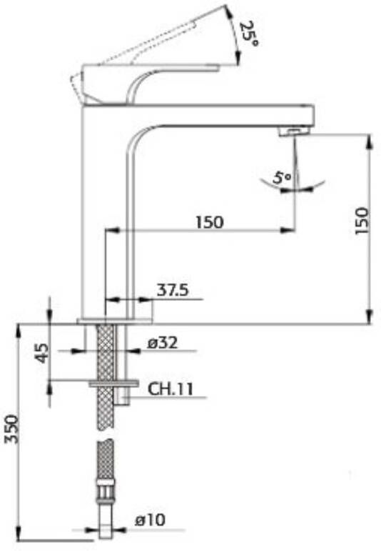 Xenz Aragon wastafelkraan chroom hoog 15 cm