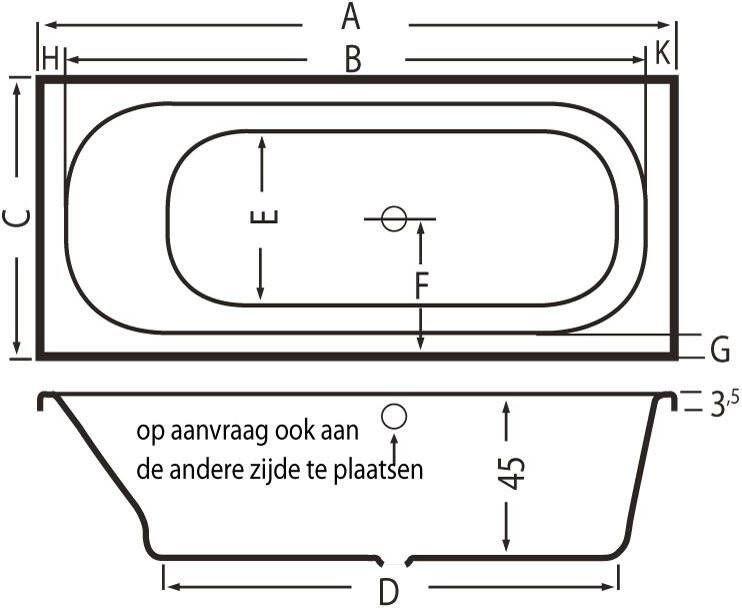 Xenz Aruba bad 170x75 antraciet