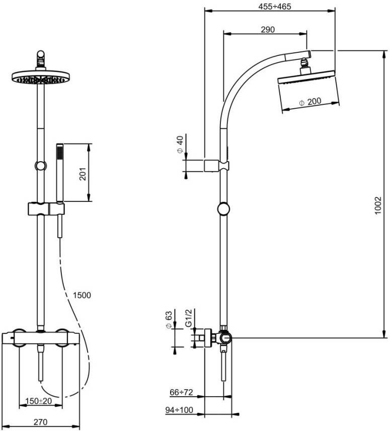 Xenz Basic douche opbouwset Messing chroom