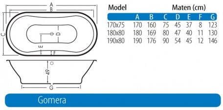 Xenz Beterbad Gomera duobad 180x80 cm glanzend pergamon