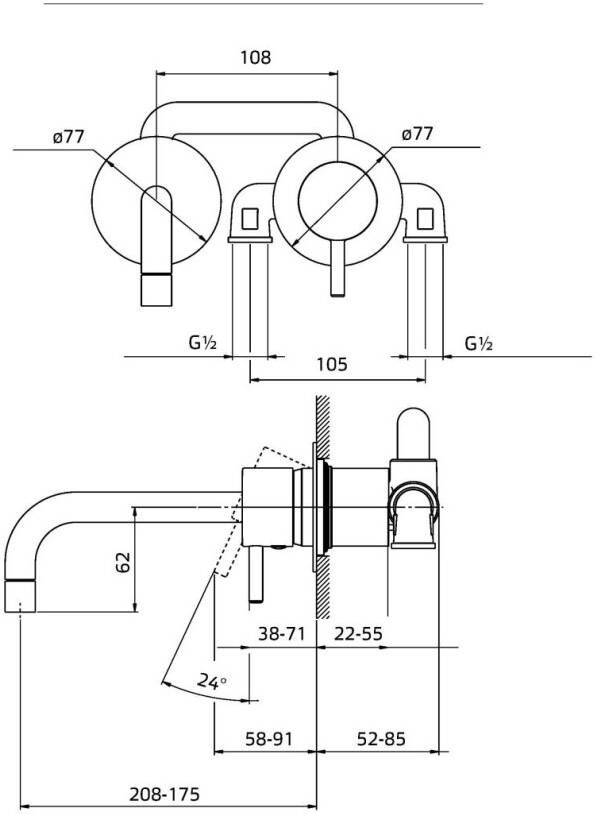 Xenz Duero inbouw wastafelkraan inox