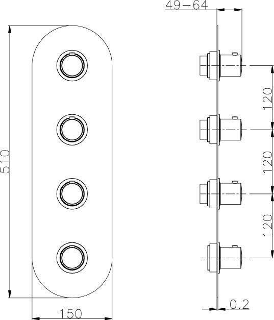 Xenz Duero Plus Thermostatisch blok met drie uitgangen inox