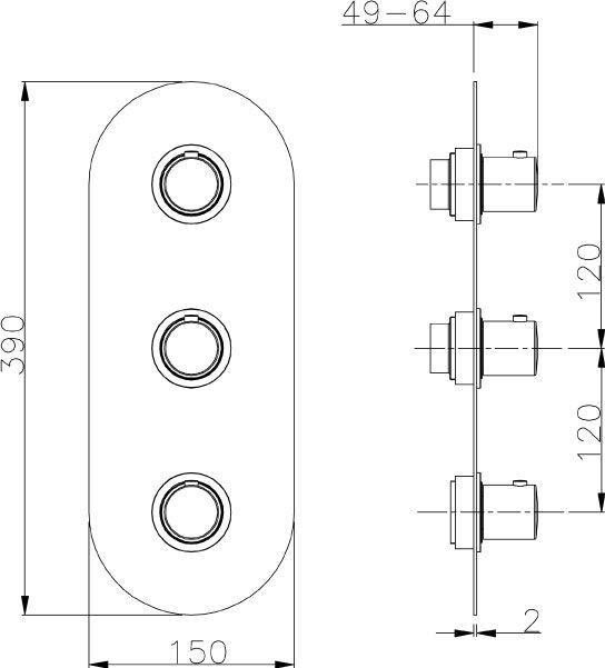 Xenz Duero Plus Thermostatisch blok met twee uitgangen oud koper