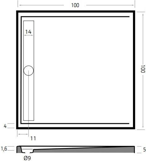 Xenz Easy Tray douchebak met chromen gootcover 100x100 cm wit