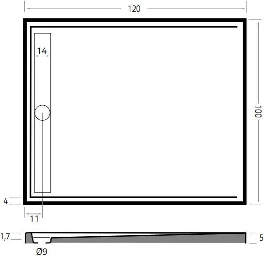 Xenz Easy Tray douchebak met geborsteld RVS gootcover 120x100 cm wit