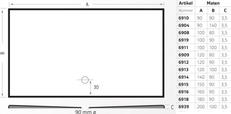 Xenz Flat douchebak vierkant 100x100 wit