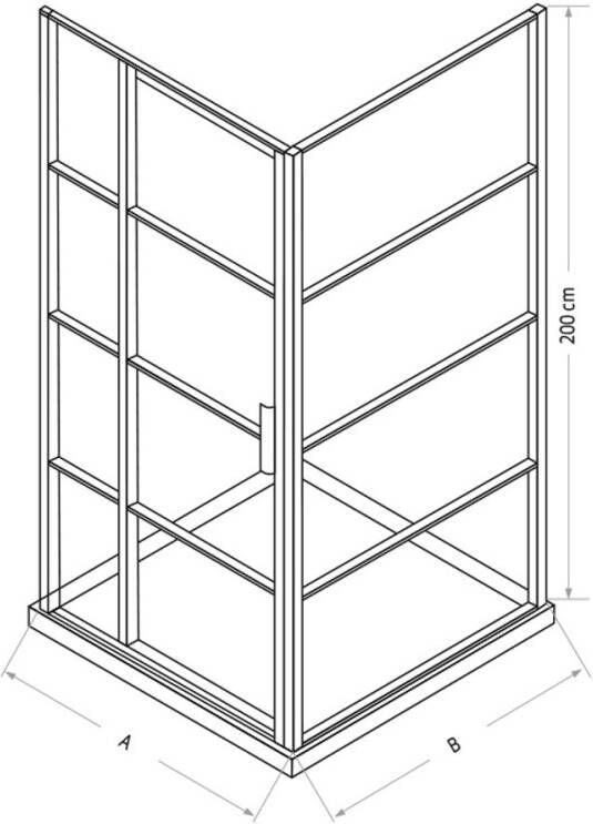 Xenz Industrial Line Premium douchecabine met swingdeur 90x80 mat zwart
