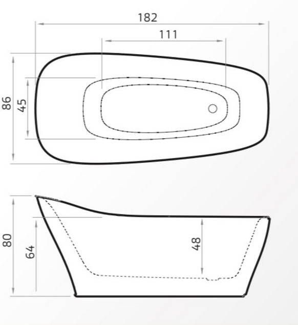 Xenz Mattia vrijstaand bad 182x86 Solid Surface mat wit