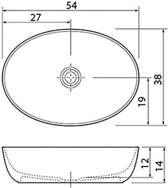 Xenz Neo-E Solid Surface waskom 54x38x14 Bicolor Wit Zijdegrijs