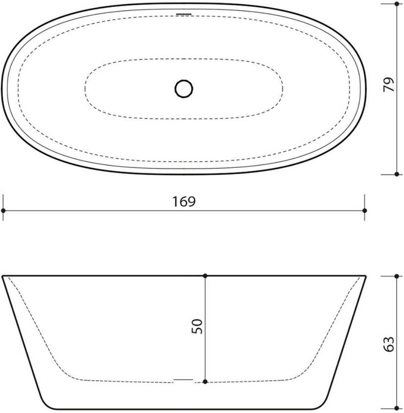 Xenz Nicolai vrijstaand bad 170x80 wit mat Solid Surface