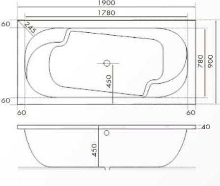 Xenz Parel bad 190x90 glanzend Wit