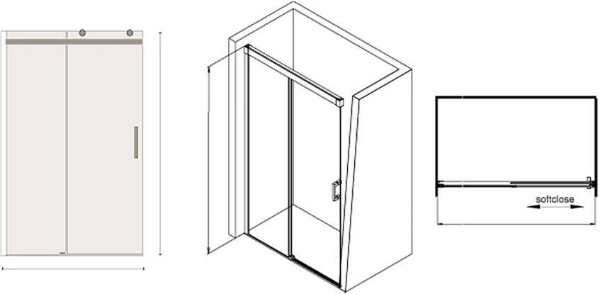 Xenz schuifdeur 120x200 voor nis of hoek glas met aluminium