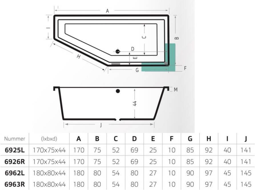 Xenz Society Compact Links bad 180x80 mat wit