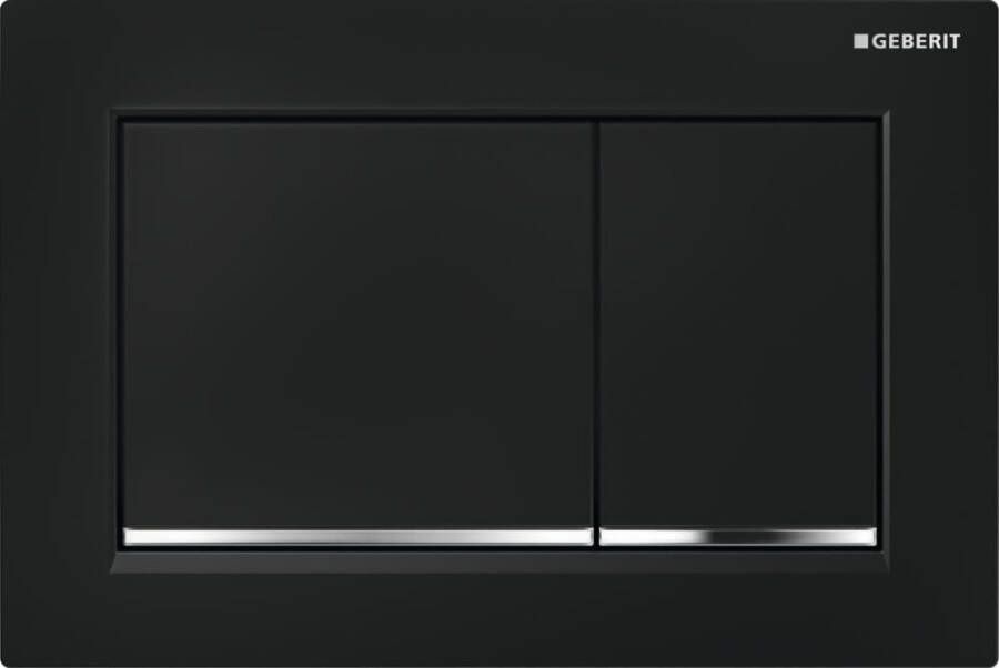 Geberit Omega30 bedieningplaat met frontbediening voor toilet 21.2x14.2cm zwart glans chroom zwart 115080KM1 - Foto 2