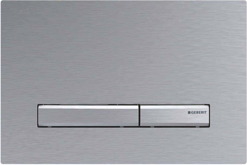 Geberit Sigma50 bedieningplaat 2-toets spoeling frontbediening voor toilet 24.6x16.4cm chroom look mat 115788GH2