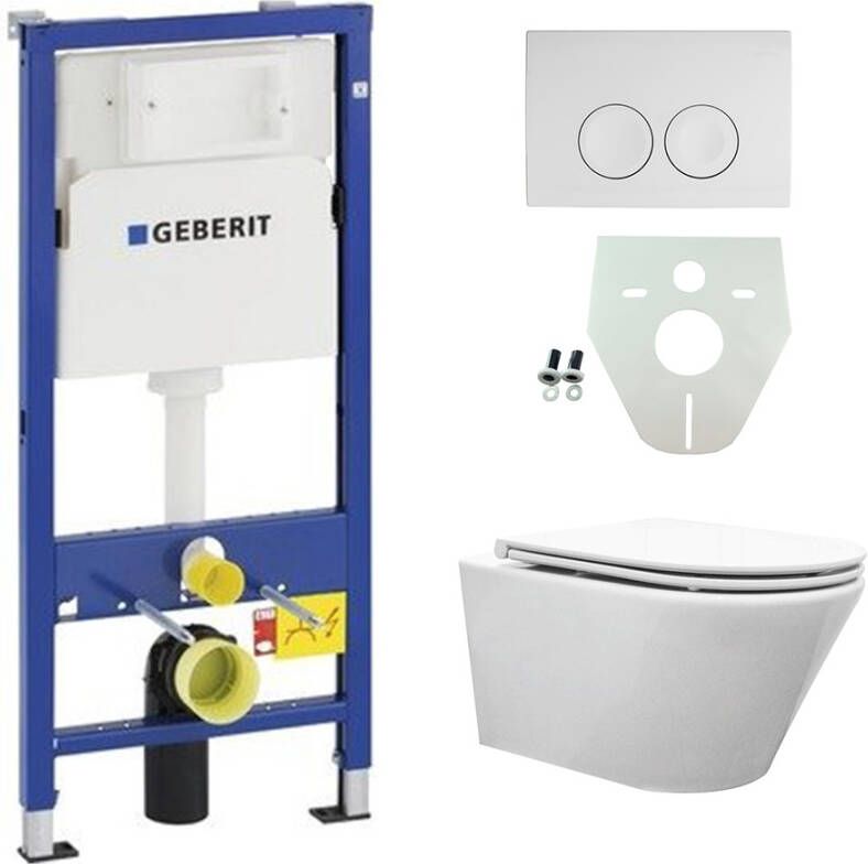 Geberit UP 100 met Vesta Rimless toilet met Flatline zitting compleet wit