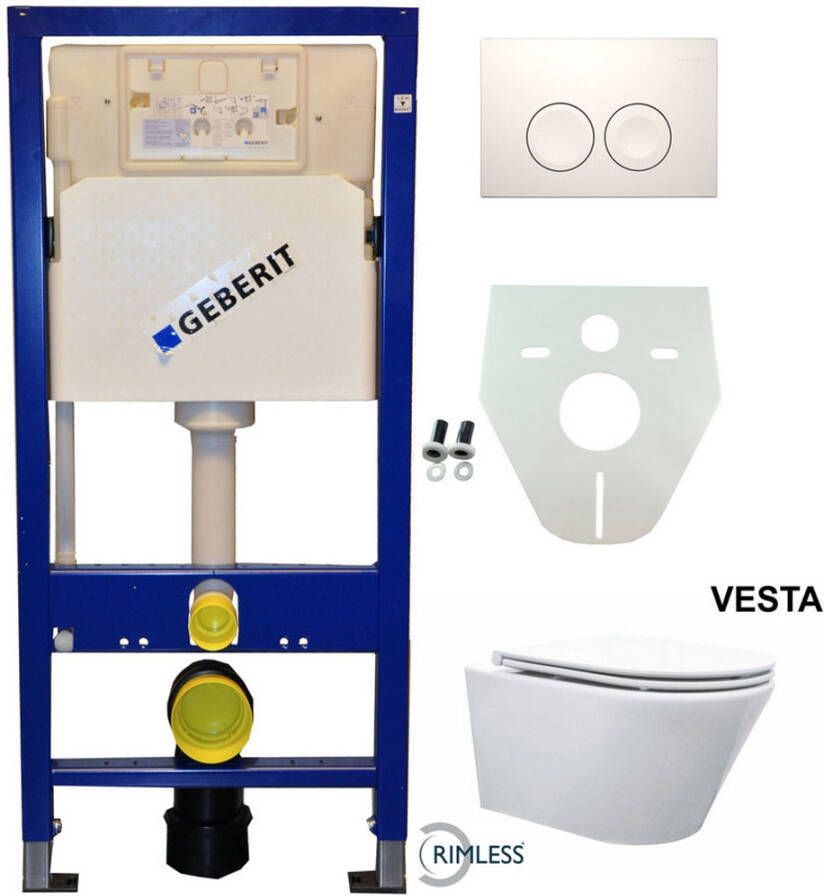 Geberit UP 100 Vesta Rimless wc+ Flatline zitt.+ Delta 25 wit
